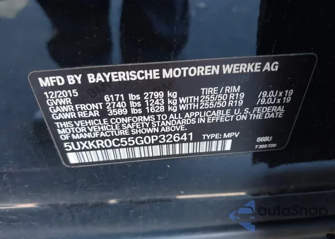 2016 BMW X5 xDrive35I z USA, uszkodzony, nr VIN 5UXKR0C55G0P32641